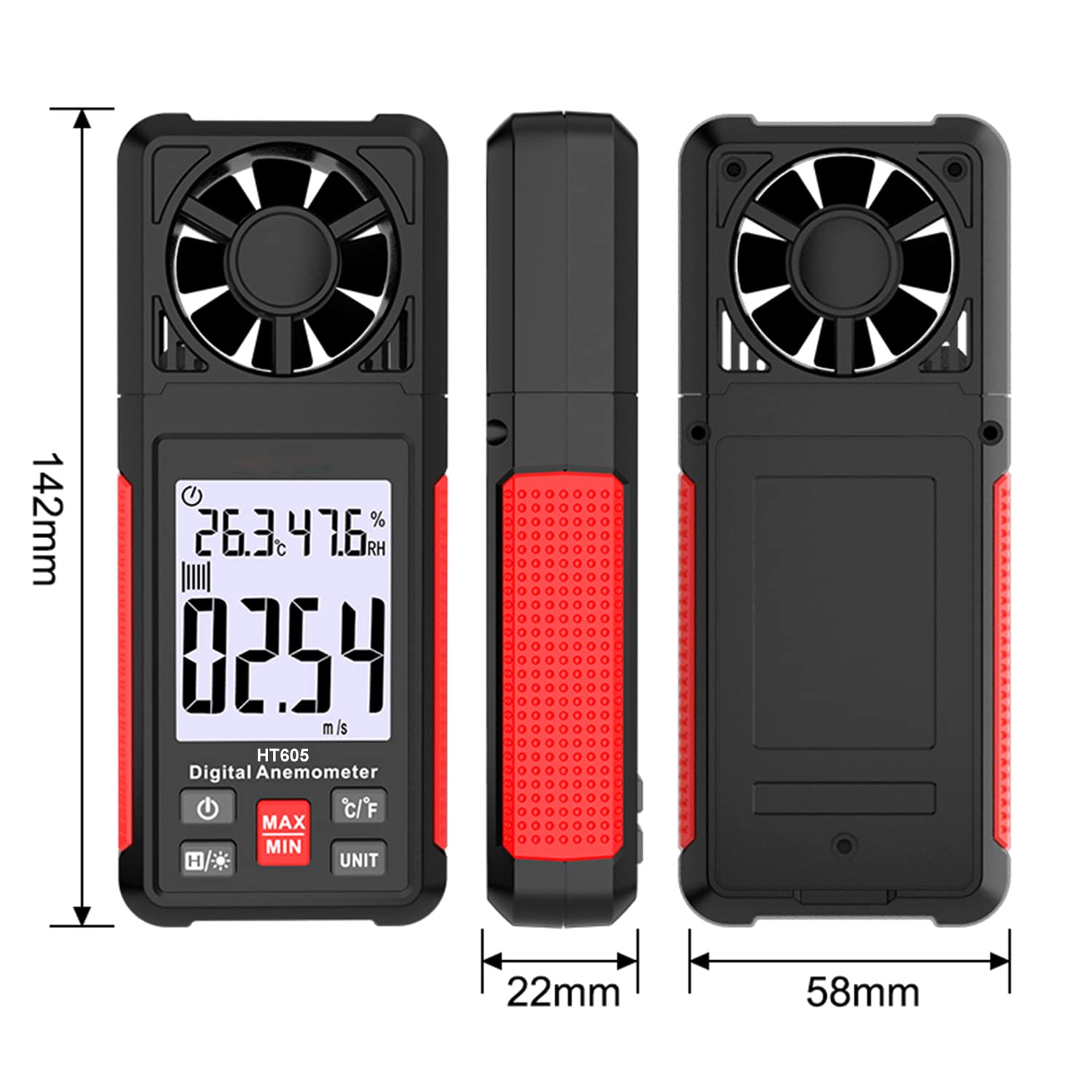 Diagram showing various applications of the anemometer