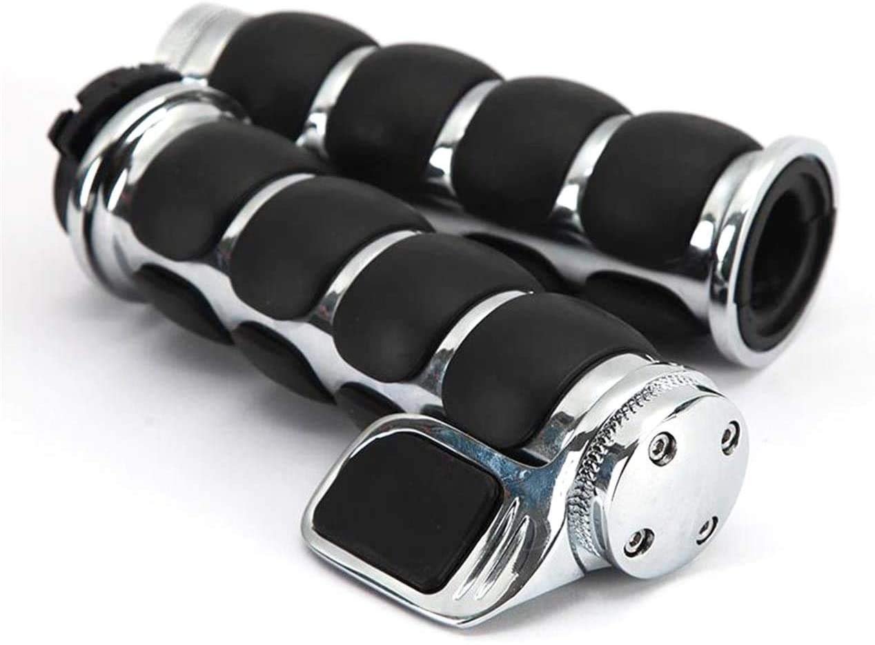POFET Manopole comode in alluminio billet cromato da 1 "Manopole acceleratore Assistente di crociera da polso per moto Cruiser Chopper Manubrio da turismo - Nero