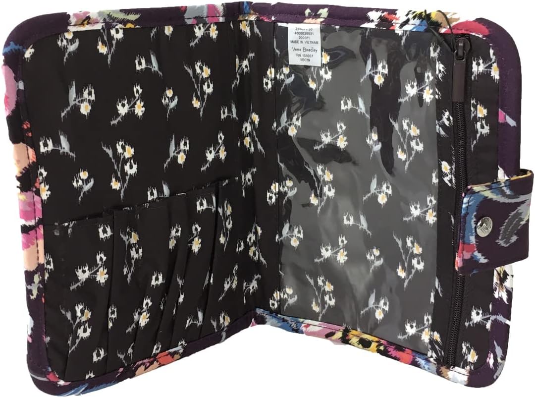 Vera Bradley Iconic Quilted Cotton Makeup Brush Case, Indiana Rose Print, Women's Cosmetic Travel Bag, Large Capacity Organizer