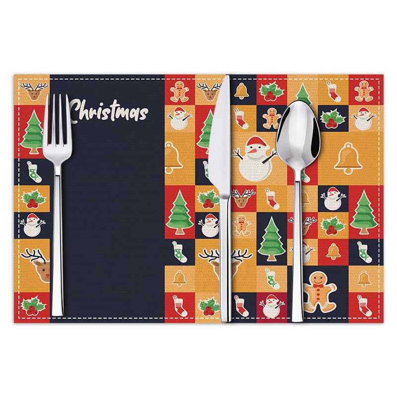 Manteles Individuales Patrón Navideño Salvamanteles Individuales Mesa Juego De 8 Manteles Individuales Lavables Antimanchas Antideslizante Resistente Al Calor Bajoplatos Lino 45X30Cm
