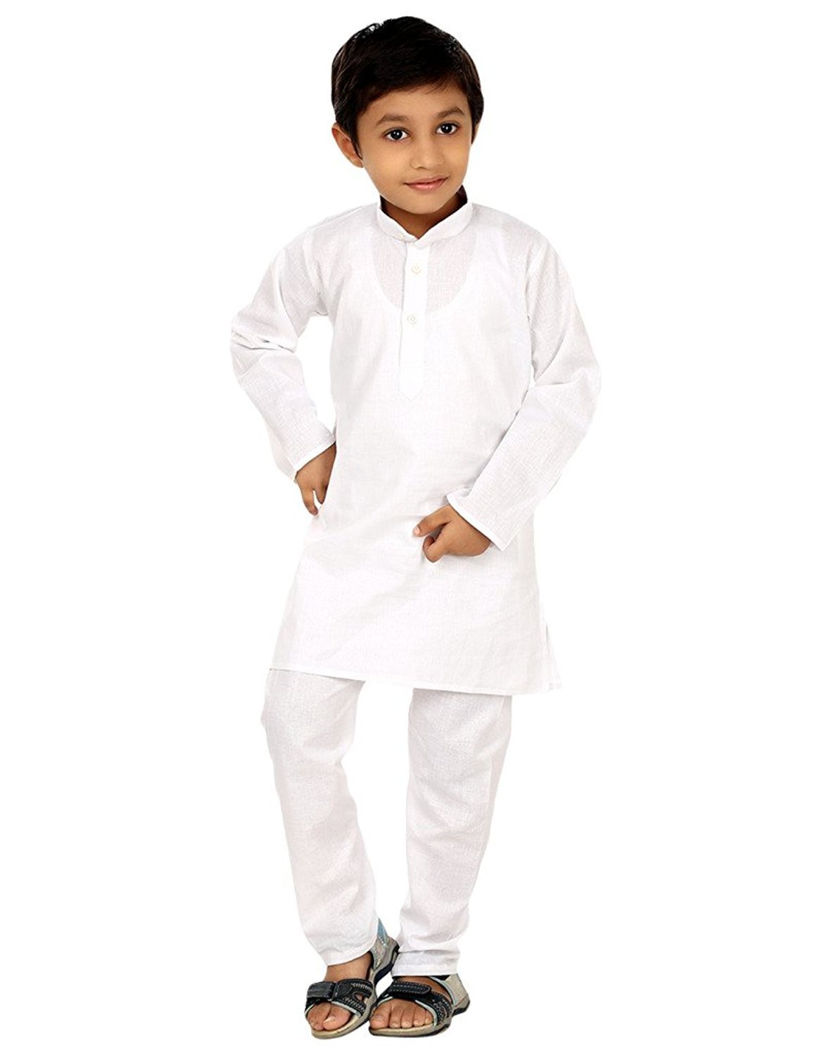 Pijama Kurta blanco para niños conjunto de ropa tradicional de algodón cómodo 6