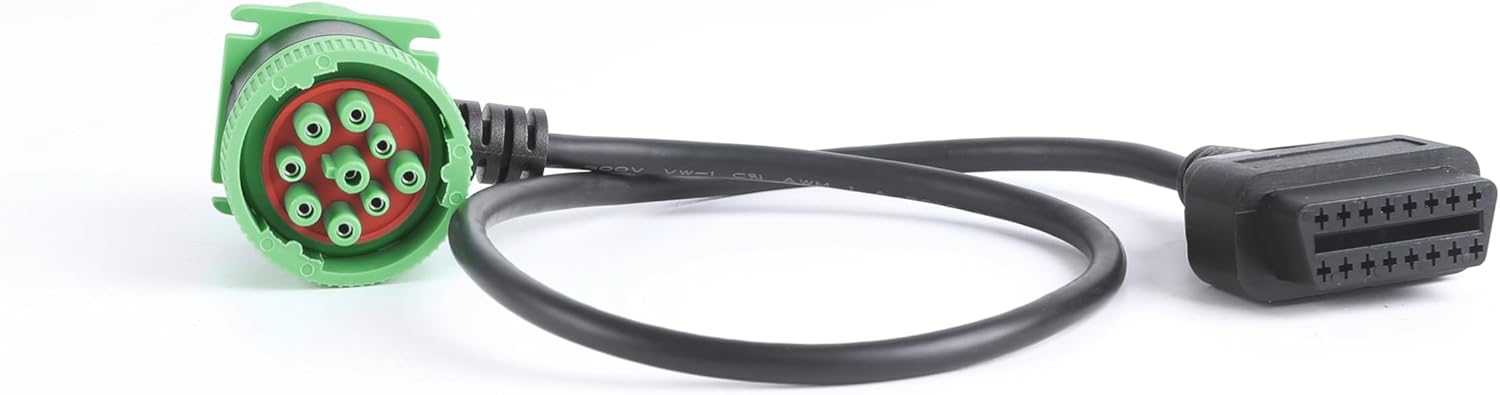 2pcs Green Type 2 J1939 Male and Female Pass-Through to OBD2 Cable for Freightliner Code Reader ELD Tracker (2)