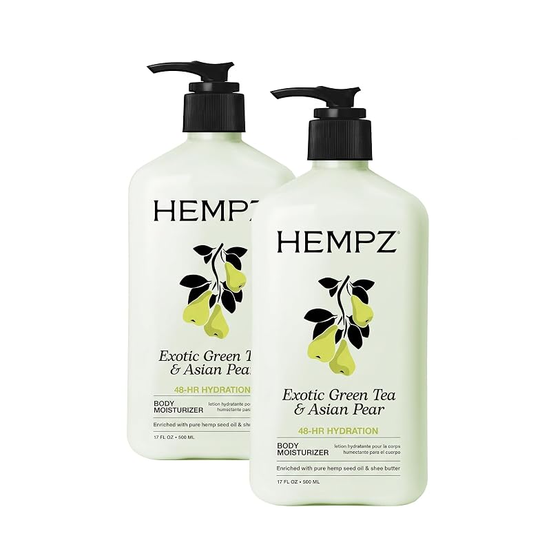 Hempz Body Lotion - Green Tea and Asian Pear - Daily Moisturizing Cream - 17oz (Pack of 2)