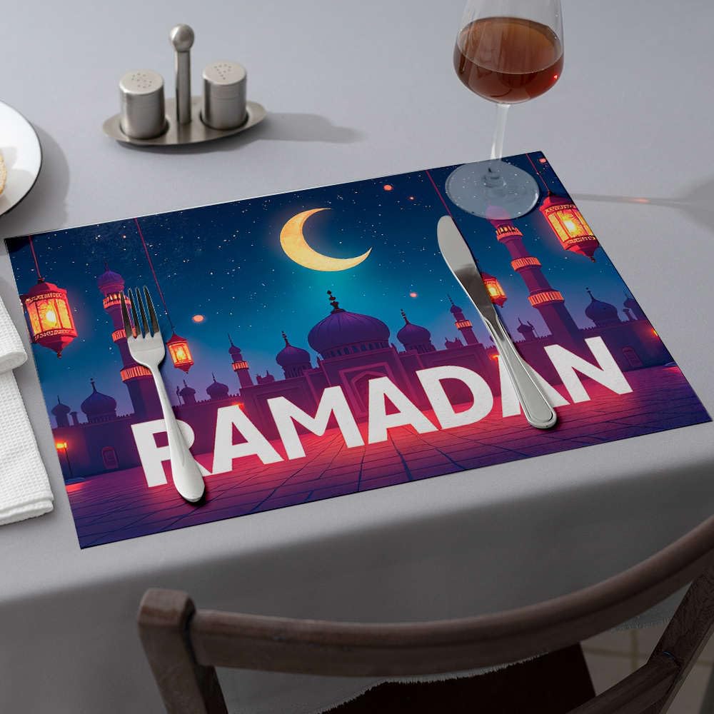 Tapis de salle à manger Ramadan Kareem lot de 4 sets de table motif fraises
