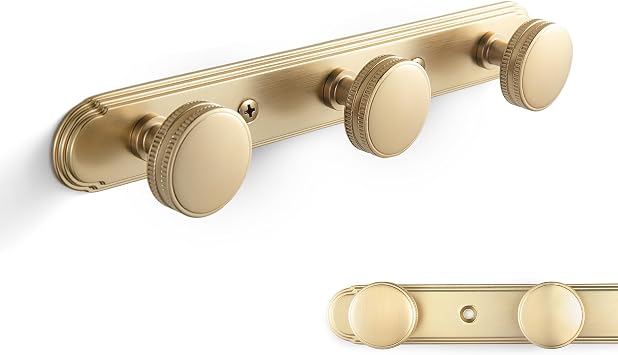 Goo-Ki 1 Pack Champagne Bronze Coat Rack Wall Mount Heavy Duty, Towel Rack Zinc Alloy Coat Hooks Wall Mounted for Bag Hat Clothes Scarf