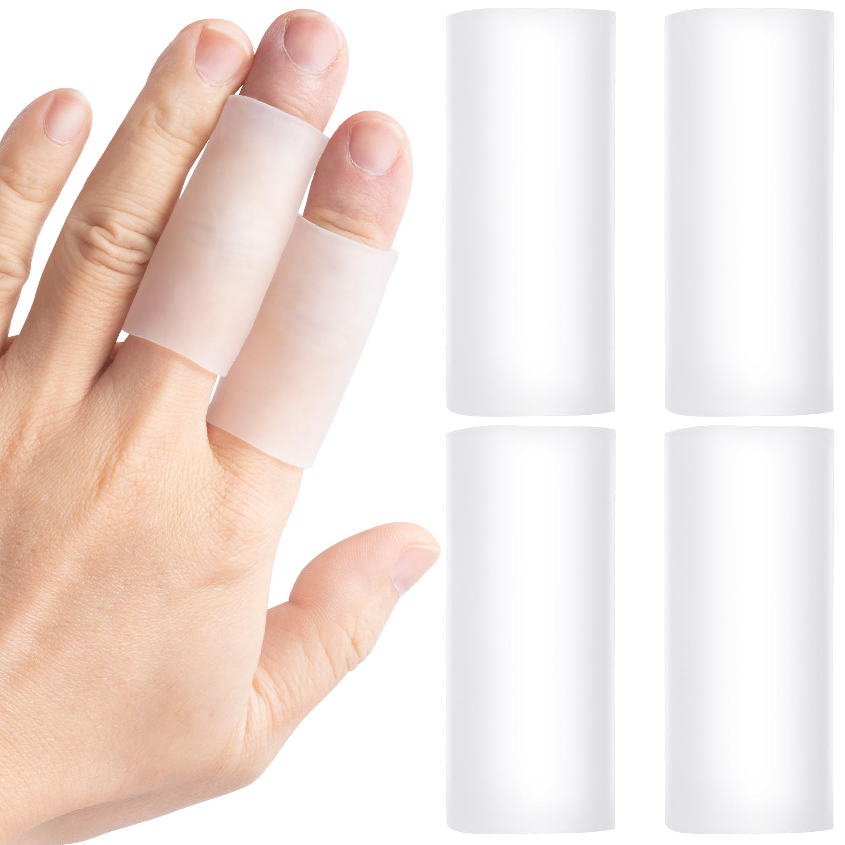 ANCIRS 4pcs Gel Finger Sleeve Protectors, Silicone Finger Support, Finger Sleeve Cushions, Gel Finger Cots/Covers for Hands Cracking, Blisters, Trigger Finger Arthritis Pain Relief