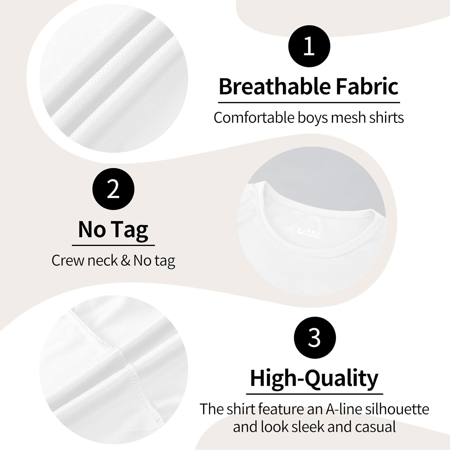 6-Pack Boys Athletic T-Shirts Quick Dry Short-Sleeve Tops Youth Moisture Wicking Running Sports T-Shirts(4-18 Years) - Image 5