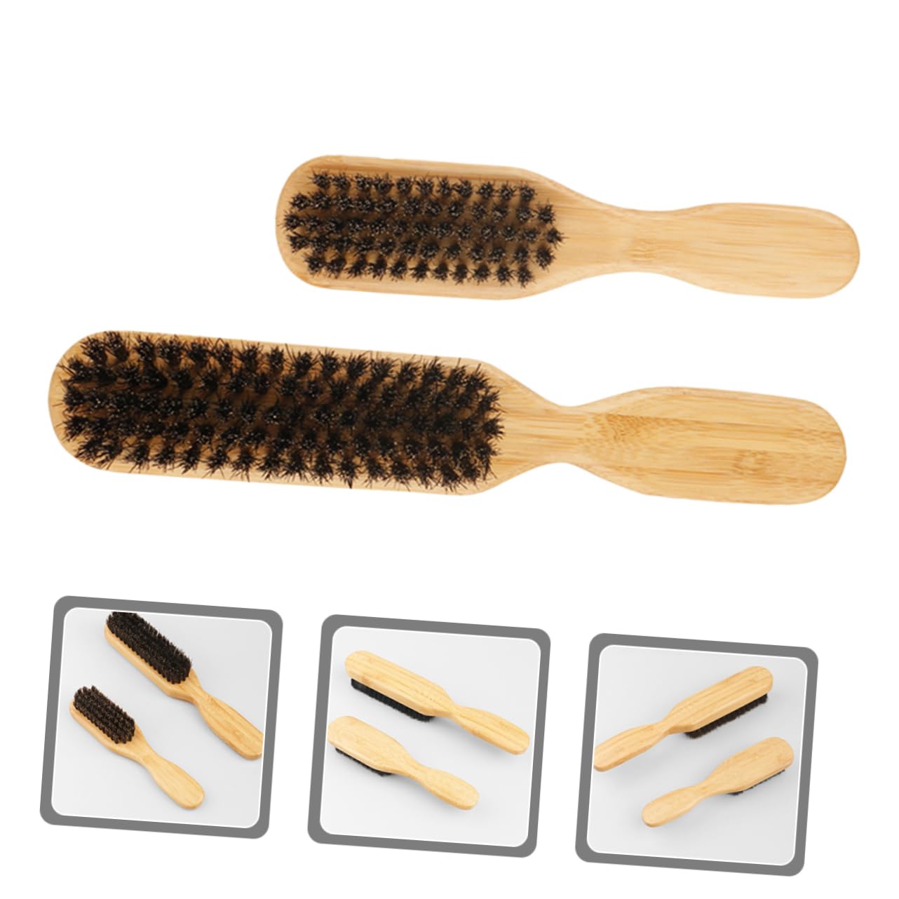 PLAFOPE 2pcs Beard Grooming Brushes Set Bristle Hair Cleaning Brush for Men for Neck and Beard Trimming Ergonomic Handle Gentle Bristles for Comfortable Use