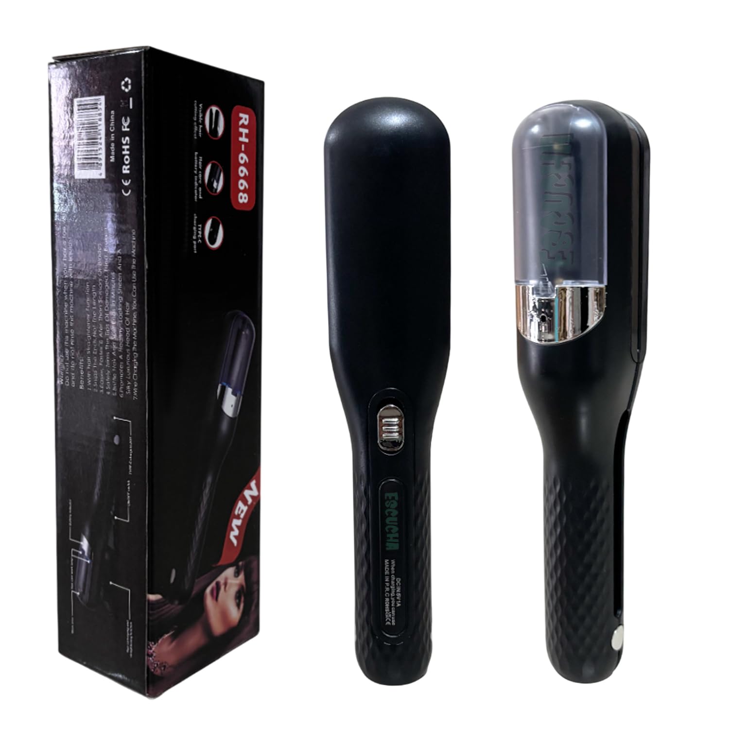 ESCUCHA Split End Remover Comb for Healthy Hair – Ideal for Frizzy, Dry, Broken & Curly Hair Types (BLACK)