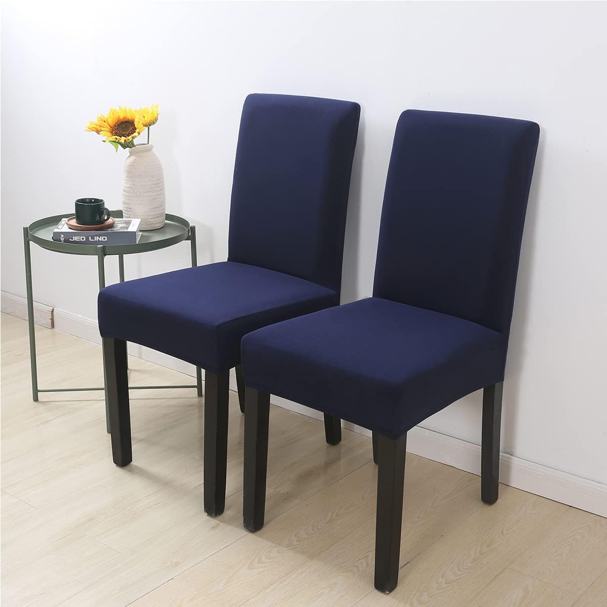 Chickwin 10 Pack Chair Covers for Dining Room, Navy Blue Stretch Kitchen Dining Chair Slipcovers Armless Chair Protector, Great for Banquet Party Wedding Restaurant