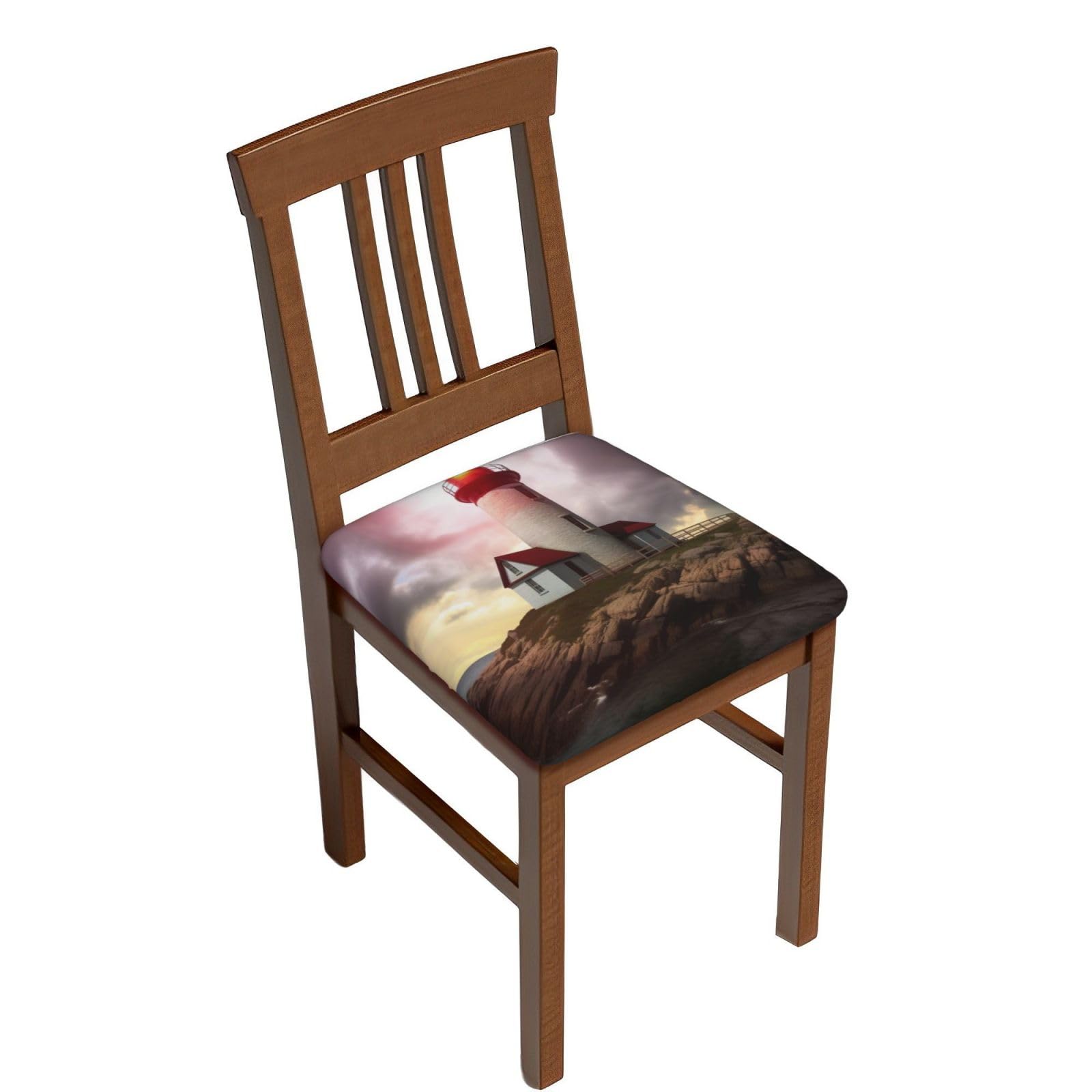 DWVTSLH Lighthouse Bar Stool Covers Square, Six Piece High Elastic Soft Seat Cushion Cover Protector Washable Barstool Slipcovers Nonslip Replacement Square Bar Chair Covers