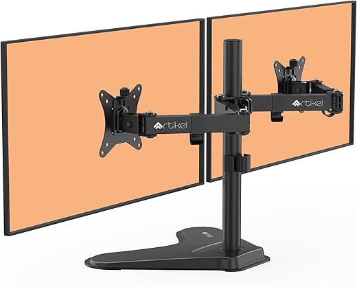 Artikel Double Monitor Desk Stand | Height Adjustable Heavy Duty Monitor Arms | with Phone Slot | VESA