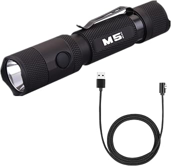 PowerTac M5-G3 Tactical Flashlight with Replacement Charging Cable Bundle