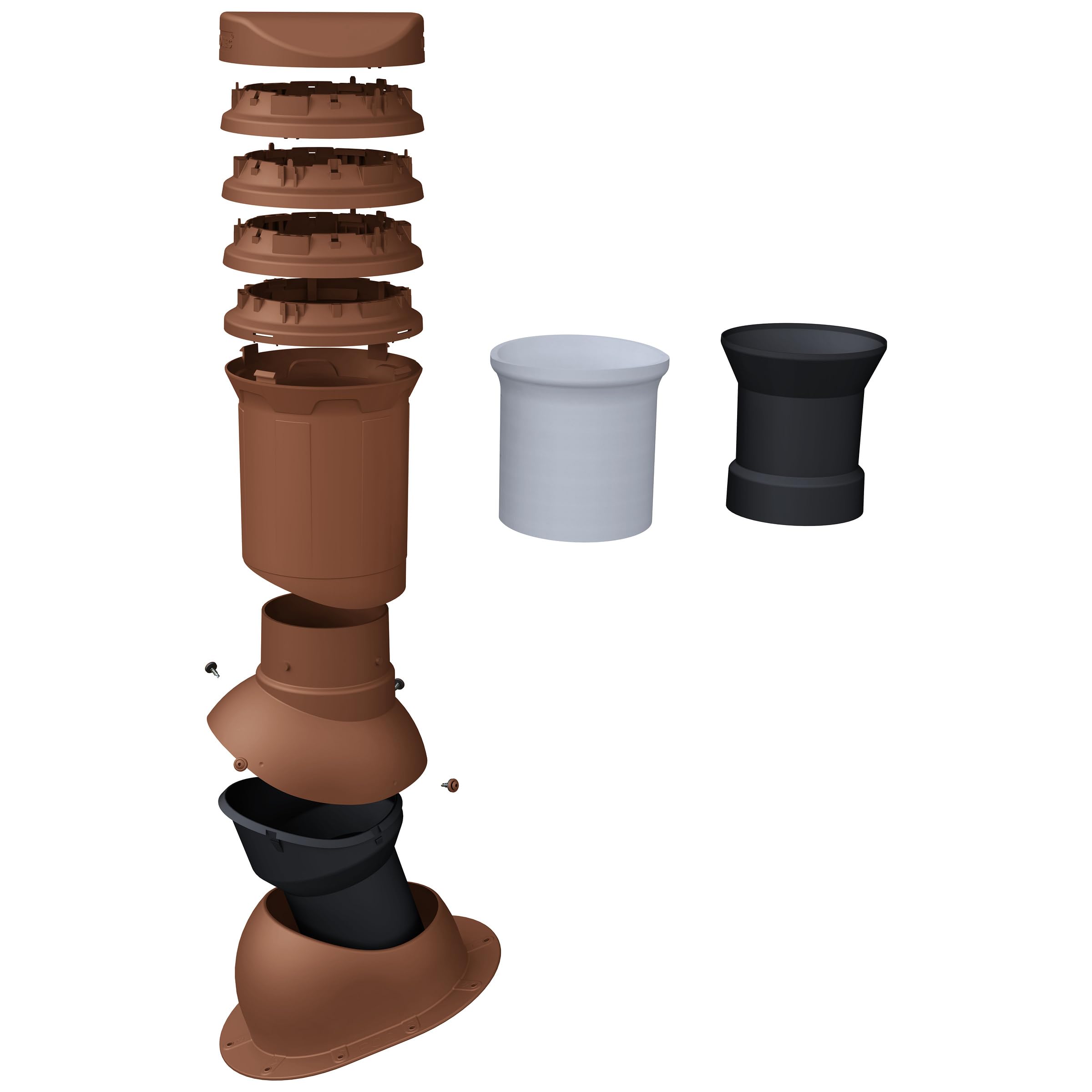 Chimenea de ventilación DN125 para BMI Cobert – Frankfurter, Benders – Mecklenburger, ProDach – Doble tubo de techo