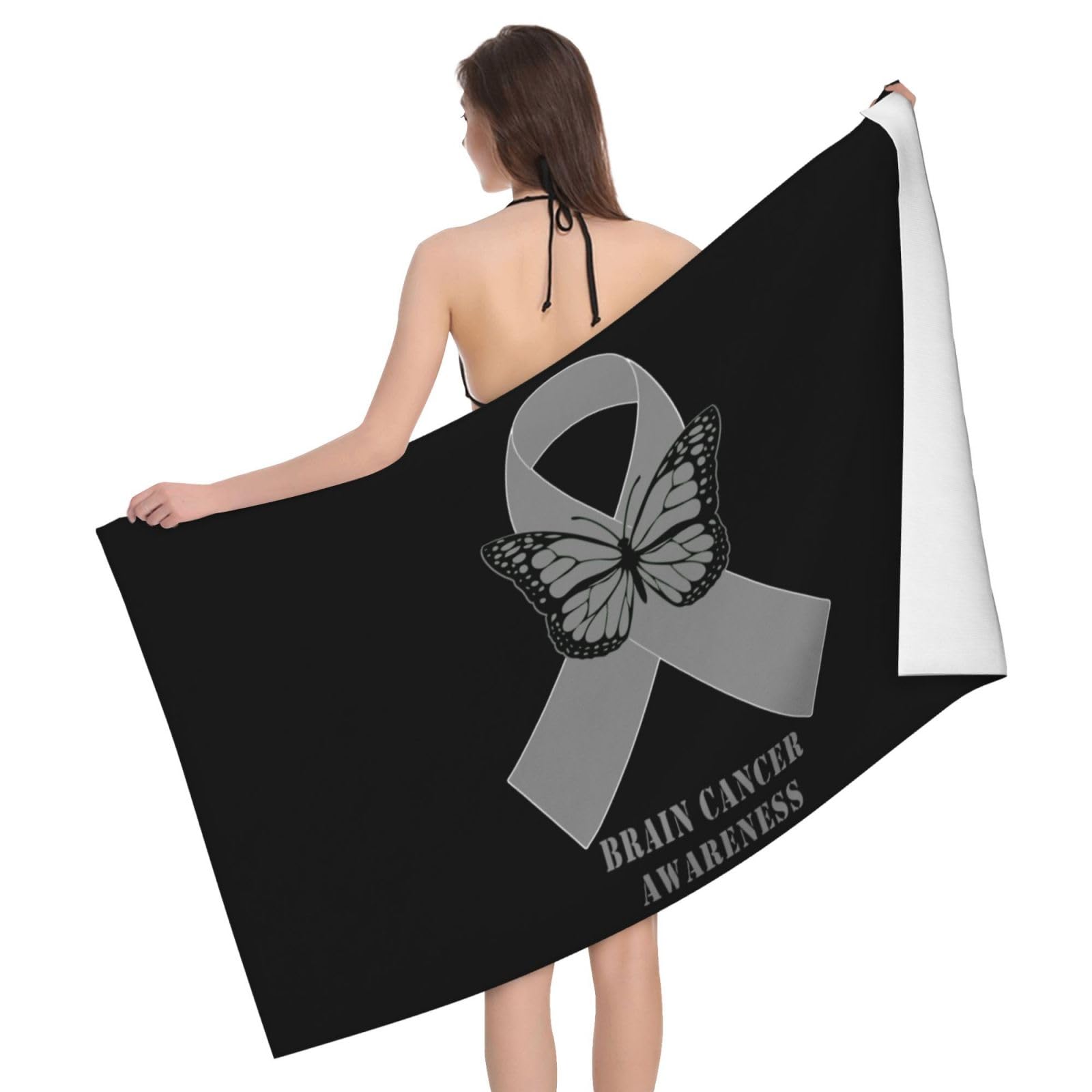 HLBSDM Microfiber Brain Cancer Awareness Beach Towel Quick Dry Soft Sand Free Beach Towels for Pool Swim Beach Lightweight Thin Towels