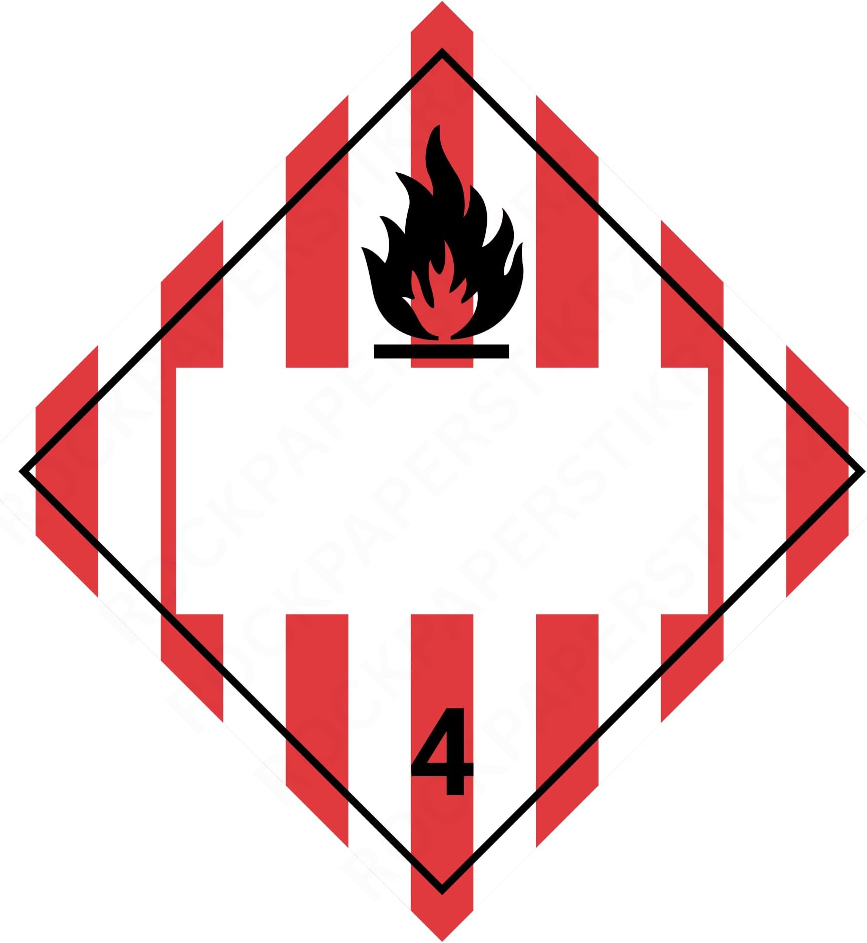 Flammable Solid Class 4 Placard (Blank Panel) – 10.75” Hazard Warning Label – Red and White Striped Diamond Safety Sticker for Transport & Warehouse Use – Industrial Grade Cast Vinyl with UV Overlaminate (1)