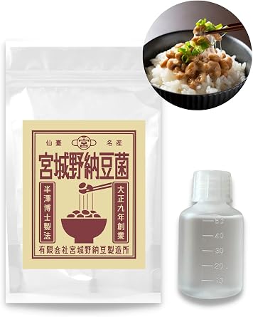 Miyagino Natto Factory Natto Bacteria, Natto, Liquid Type for Handmade Use, 50ml for 10kg Dried Soybean Equivalent to 20kg of Natto 50ml without Measuring Cup