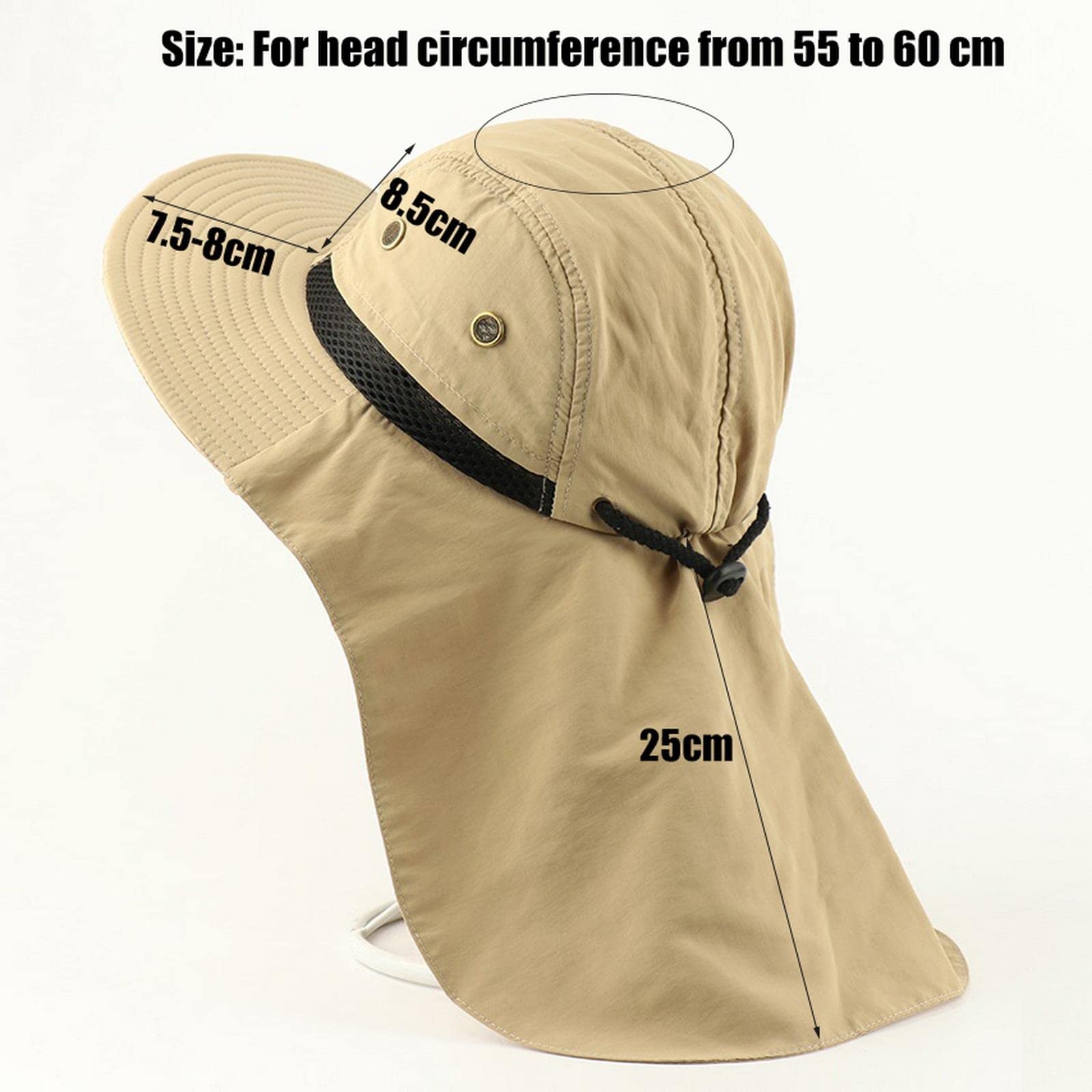 Sombrero de pescador, sombrero de sol para mujeres y hombres, sombrero casual con solapa para el cuello, al aire libre, ala larga, sombrero de pesca, transpirable