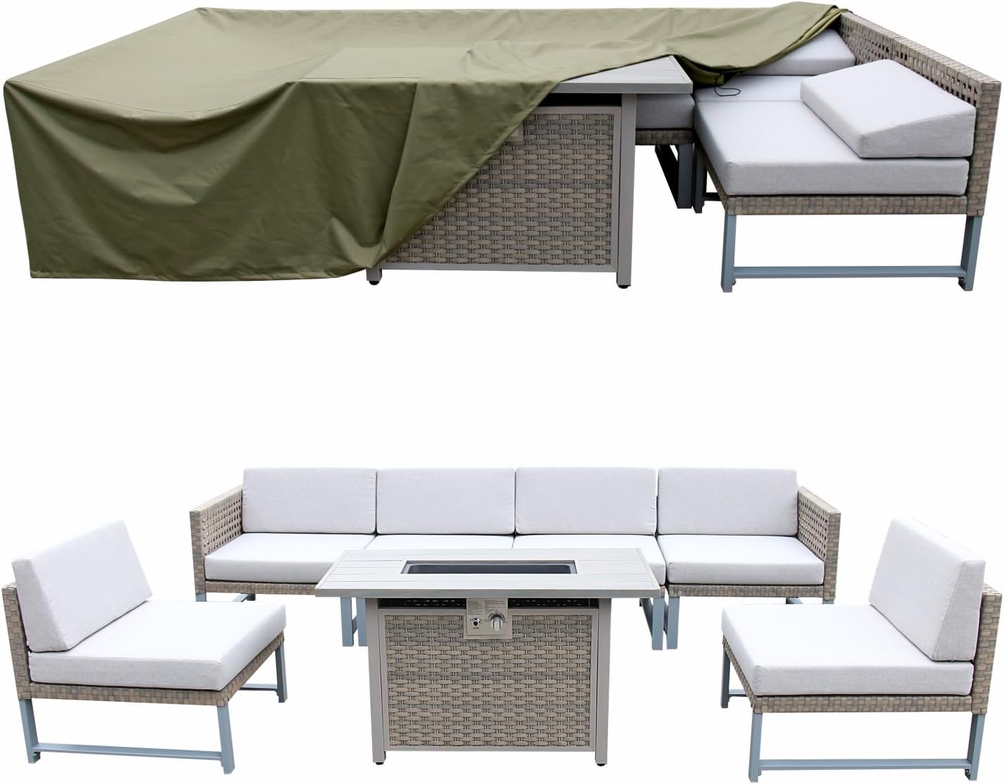 Patio Furniture Covers Waterproof Outdoor Furniture Covers for Winter Outdoor Rectangle Table and Chair Set Covers, Dust Proof Furniture Protective Cover 116" L x 57.5" W x 25.2" H