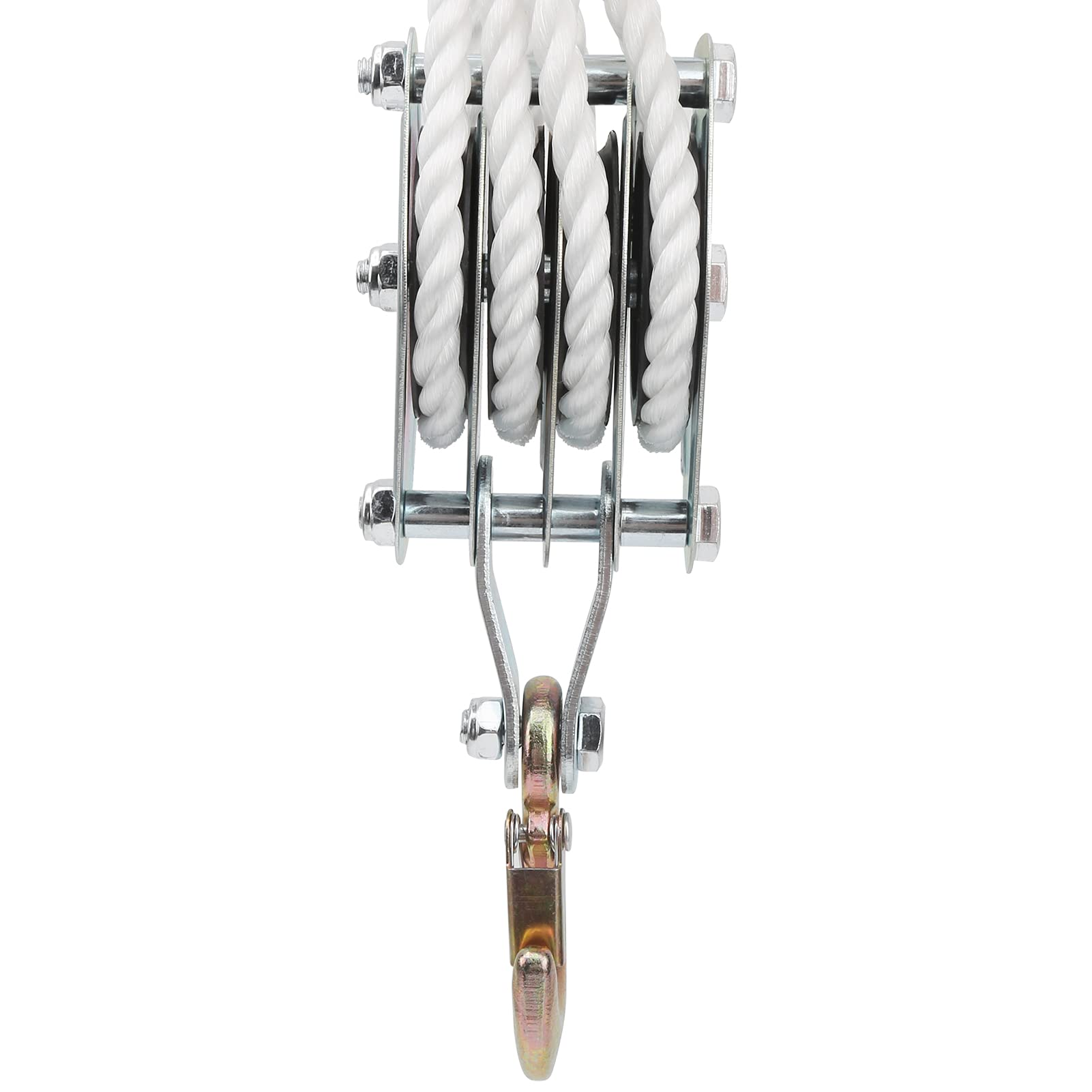 Polea con Cuerda, Polea de 2000 Kg, Cabrestante con Freno de Cuerda, Trinquete de Cuerda Ajustable en 4 Direcciones con Cuerda de Nailon de 20 M, para Barco, Remolque, Caravana,