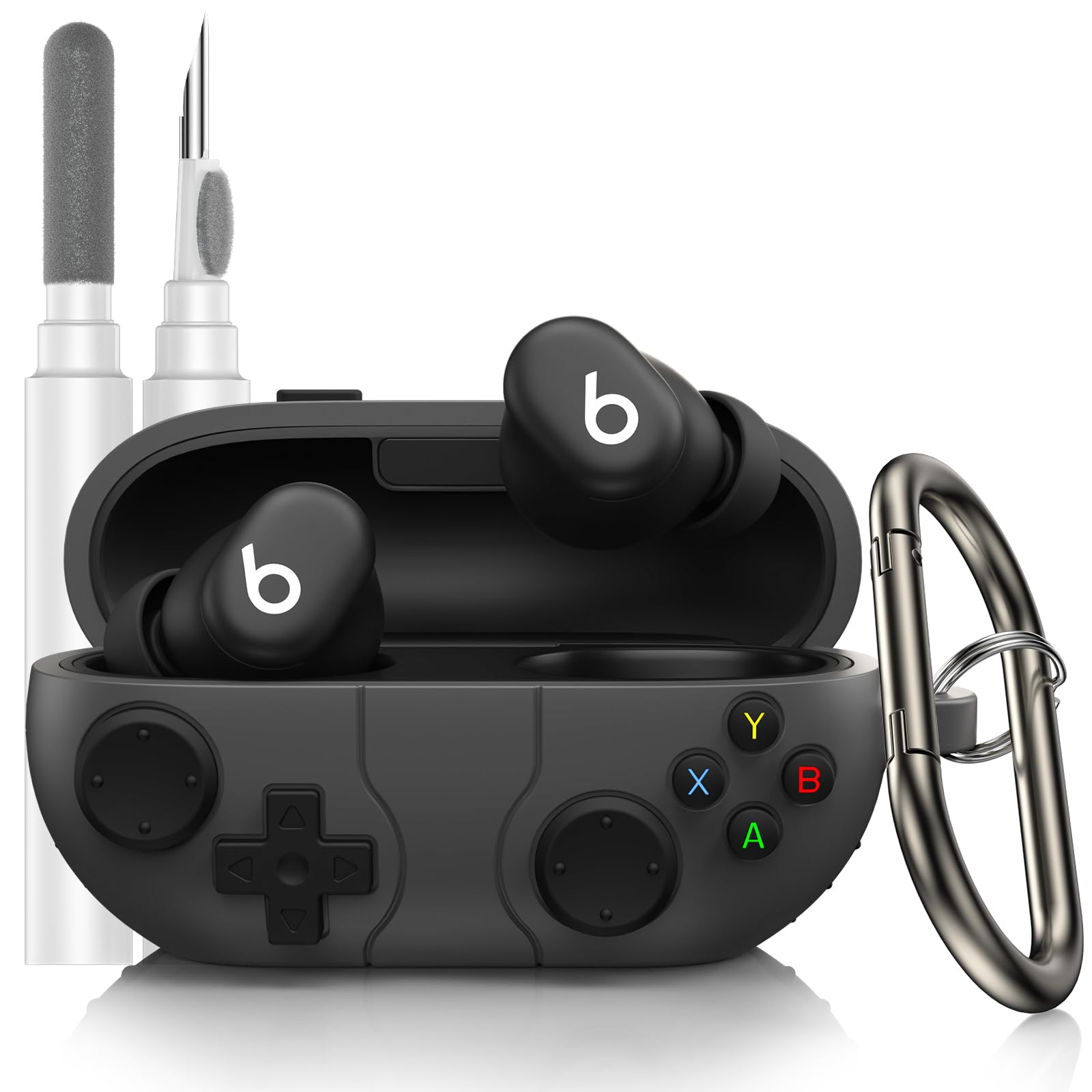 Photo 1 of LDSXAY Compatible with Beats Solo Buds Case Cover, Funny Cartoon Game Console Design Protective Case for Beats Solo Buds Wireless Earbuds, with Carabiner (Dark Gray)