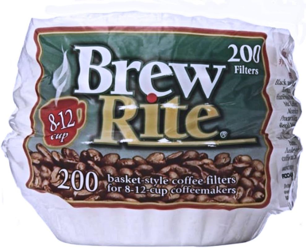 Brew Rite Basket Style Coffee Filters 8-12 Cups, 200 Ct.