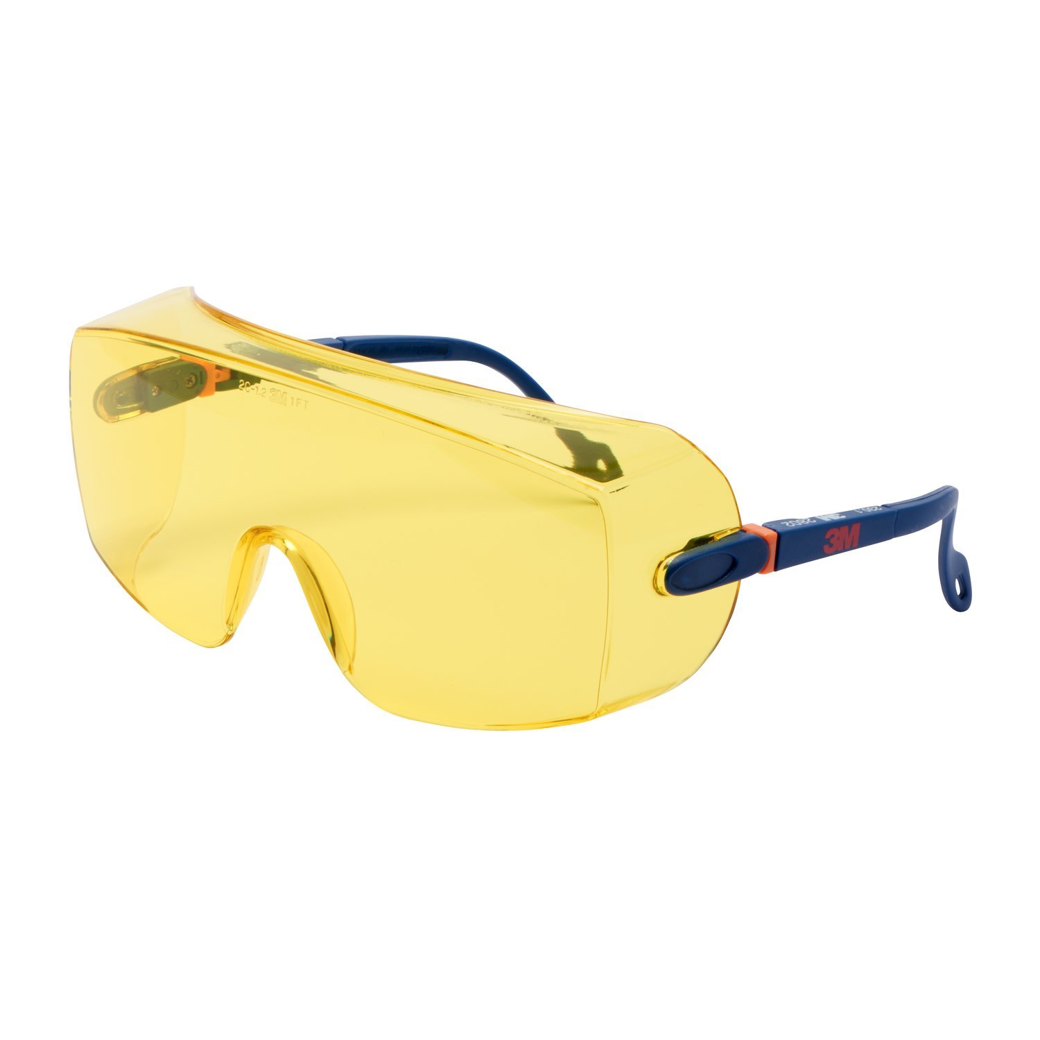 3M Okulary ochronne, 2802, bursztynowe soczewki, odporne na zarysowania, regulowana długość zauszników, rodzina żółtych kolorów