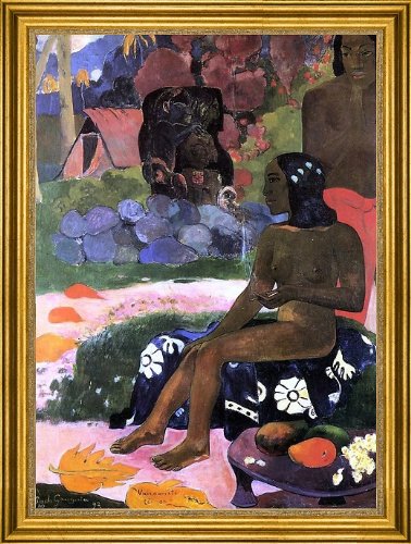 Art Oyster Paul Gauguin Viaraumati Tei Oa (also known as Her Name is Viaraumati) - 18" x 27" Premium Canvas Print with Gold Frame