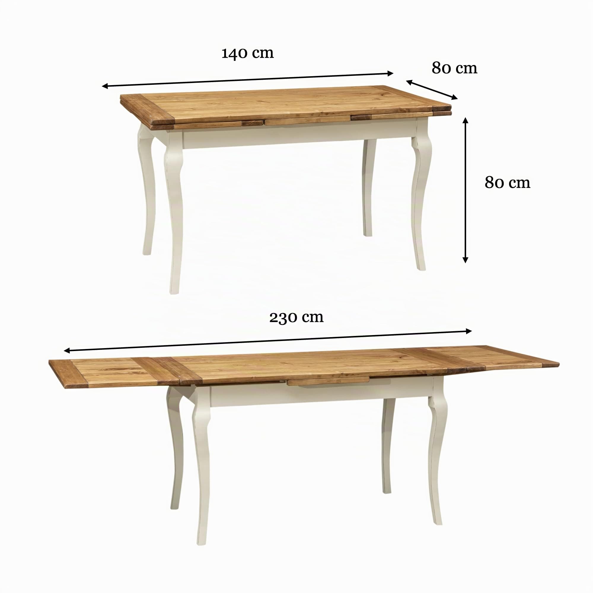 Biscottini Mesa Extensible Comedor 140 x 80 cm | Mesa de Cocina Extensible de Madera Maciza