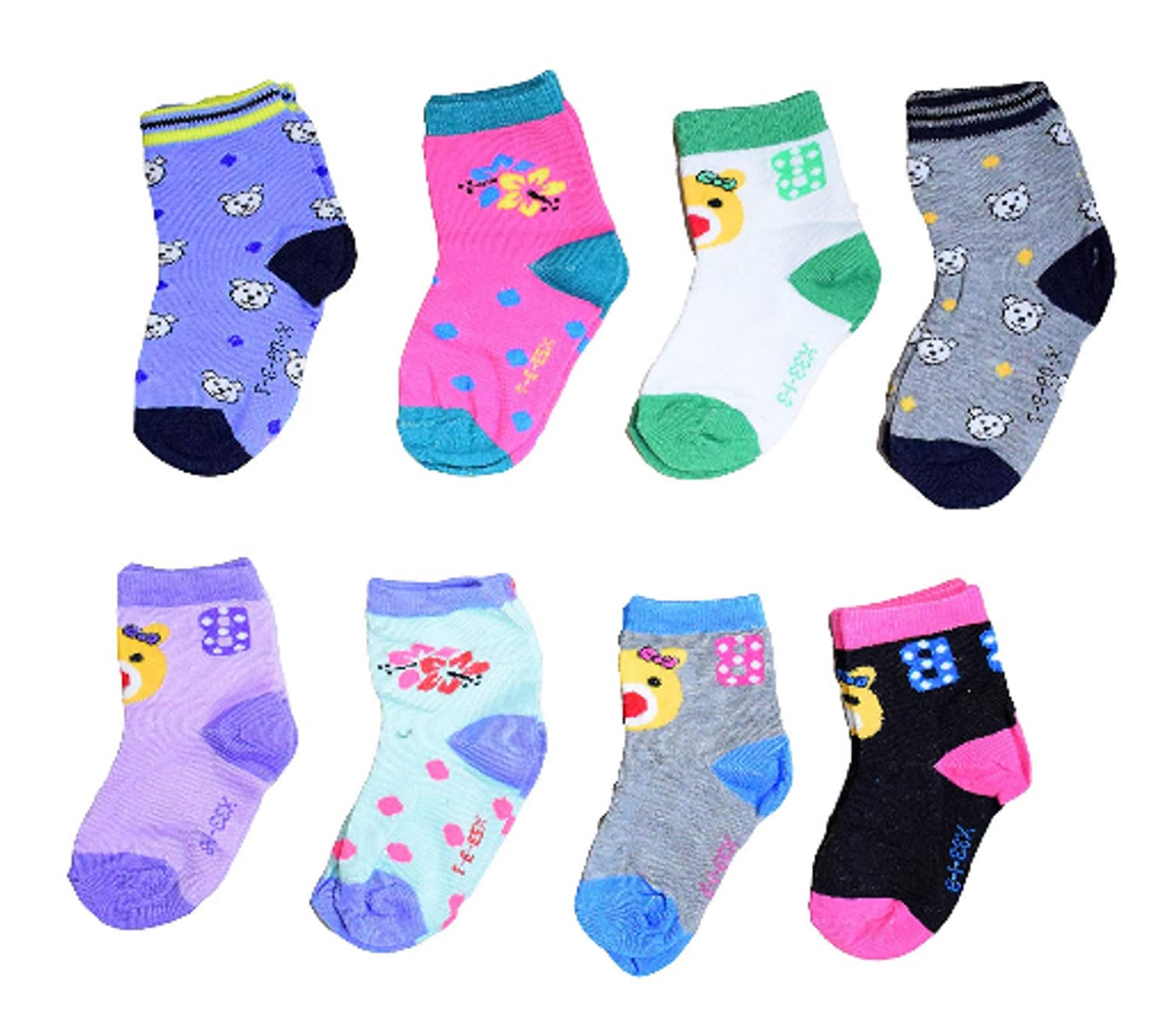 Nyamah Sales Baby Girls Lace Socks Princess Ankle Length Colorful Childhood Baby-Girl Eyelet Ruffle Socks for New Born Baby Girls 1-3 years Multicolor 5 pair
