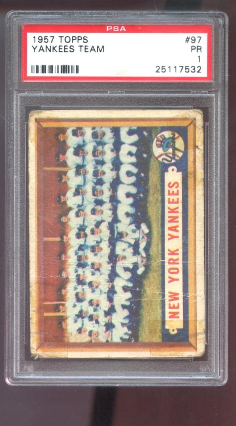 1957 Topps #97 New York Yankees Team Photo PSA 1 Graded Baseball Card MLB
