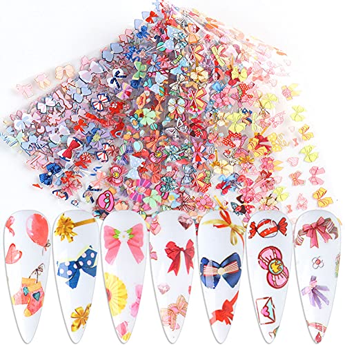 Bows Nail Art Foils Transfer Stickers Bows Nail Art Supplies Bows Nail Foil Adhesive Nail Sticker for Women Girls Nail Art Decoration DIY Manicure Design 10 Sheets(Bowks)