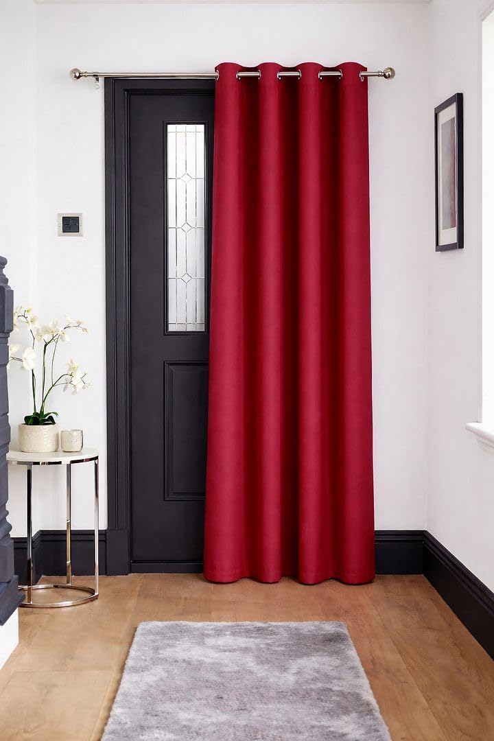 John Aird Blackout Curtains Thermal Energy Saving Eyelet Curtains for Bedroom & Living Room Including Tie Backs (Red, Door Panel W 52" x L 84" (1 Panel) — image 1