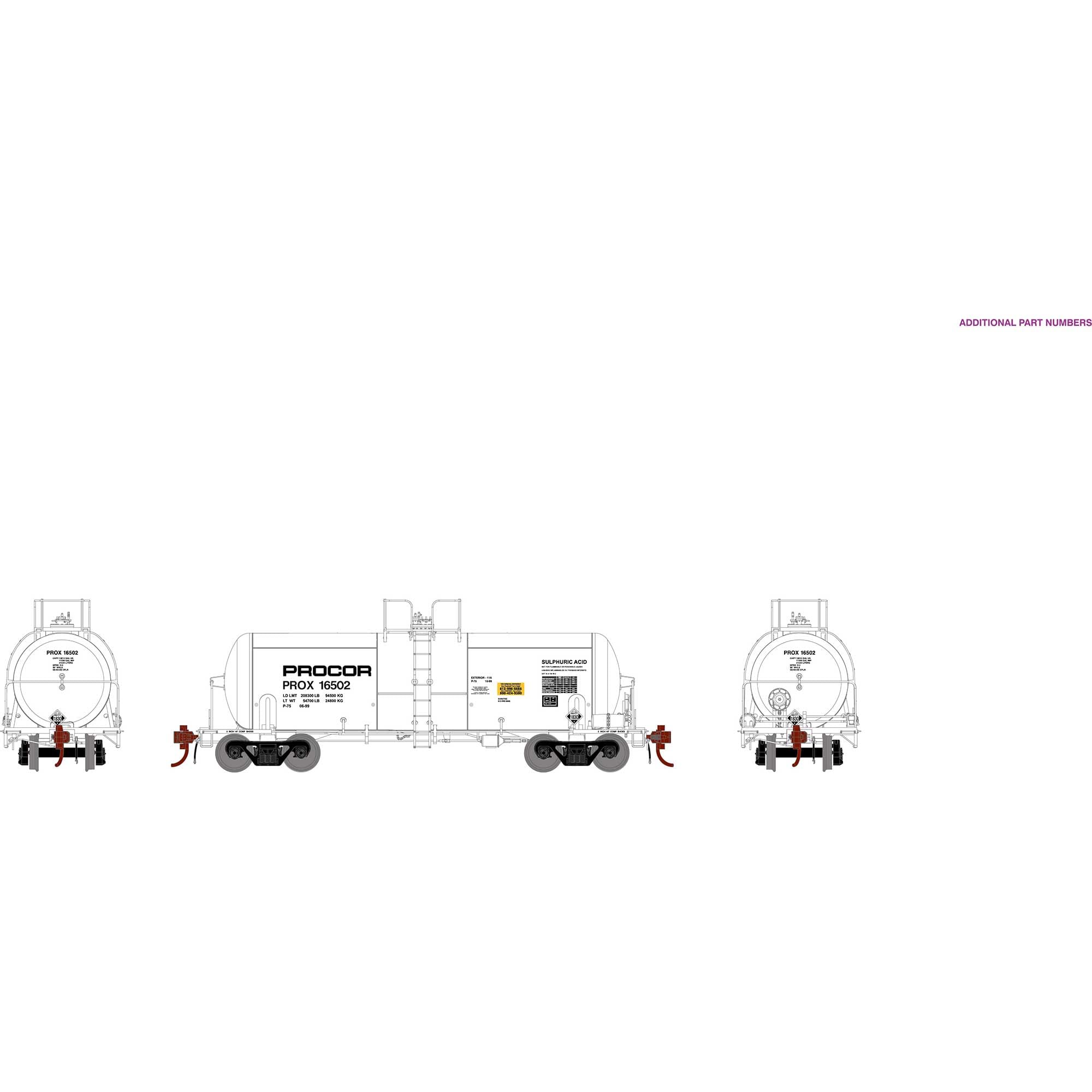 Athearn HO 13600-Gallon Acid Tank Prox/White #16502 ATHG25759 HO Rolling Stock