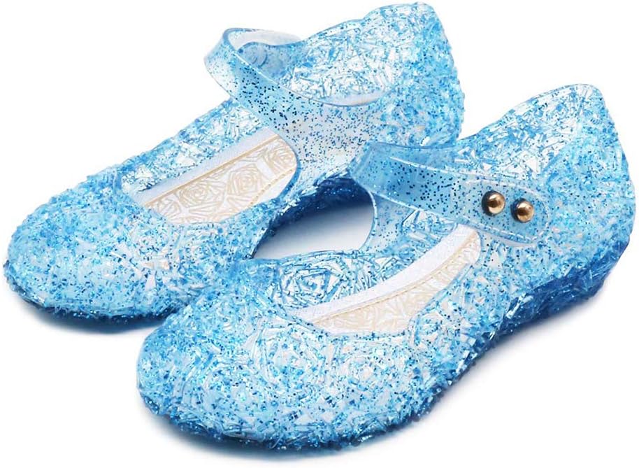 Amtidy Flats Mary Jane Dance Party Cosplay Shoes, Snow Queen Princess Birthday Sandals for Little Girls, Toddler