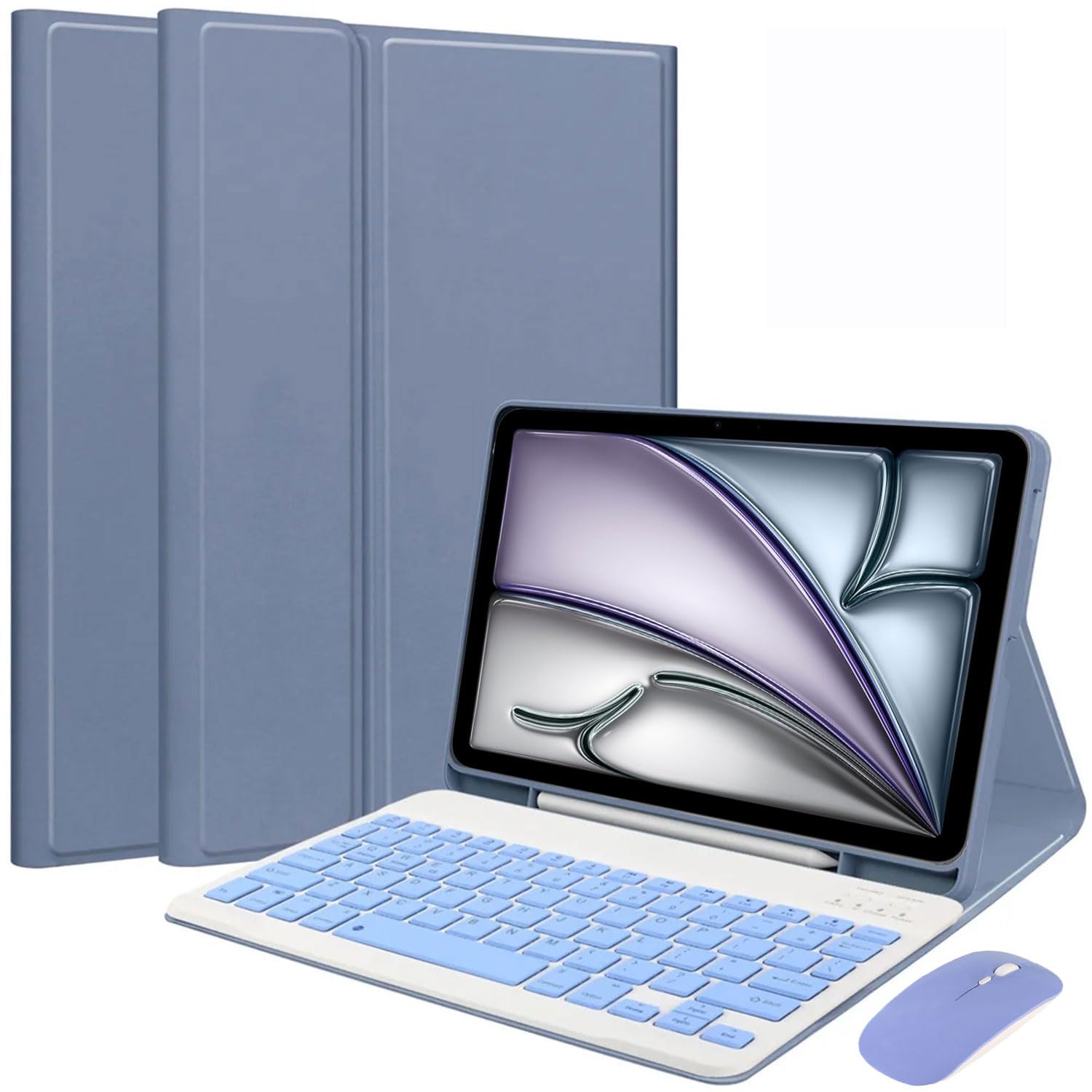 Keyboard Case for iPad Mini 7 generacji (A17 Pro, 2024) / Mini 6 generacji 8,3 cala, odłączana klawiatura z myszką, ultracienkie etui z podstawką Folio i uchwytem na długopis,Purple