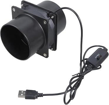 3 Speed USB 5V 75mm Inline Duct Exhaust Fan with Double Ventilation Pipes for Printer Enclosure Greenhouse Pet House