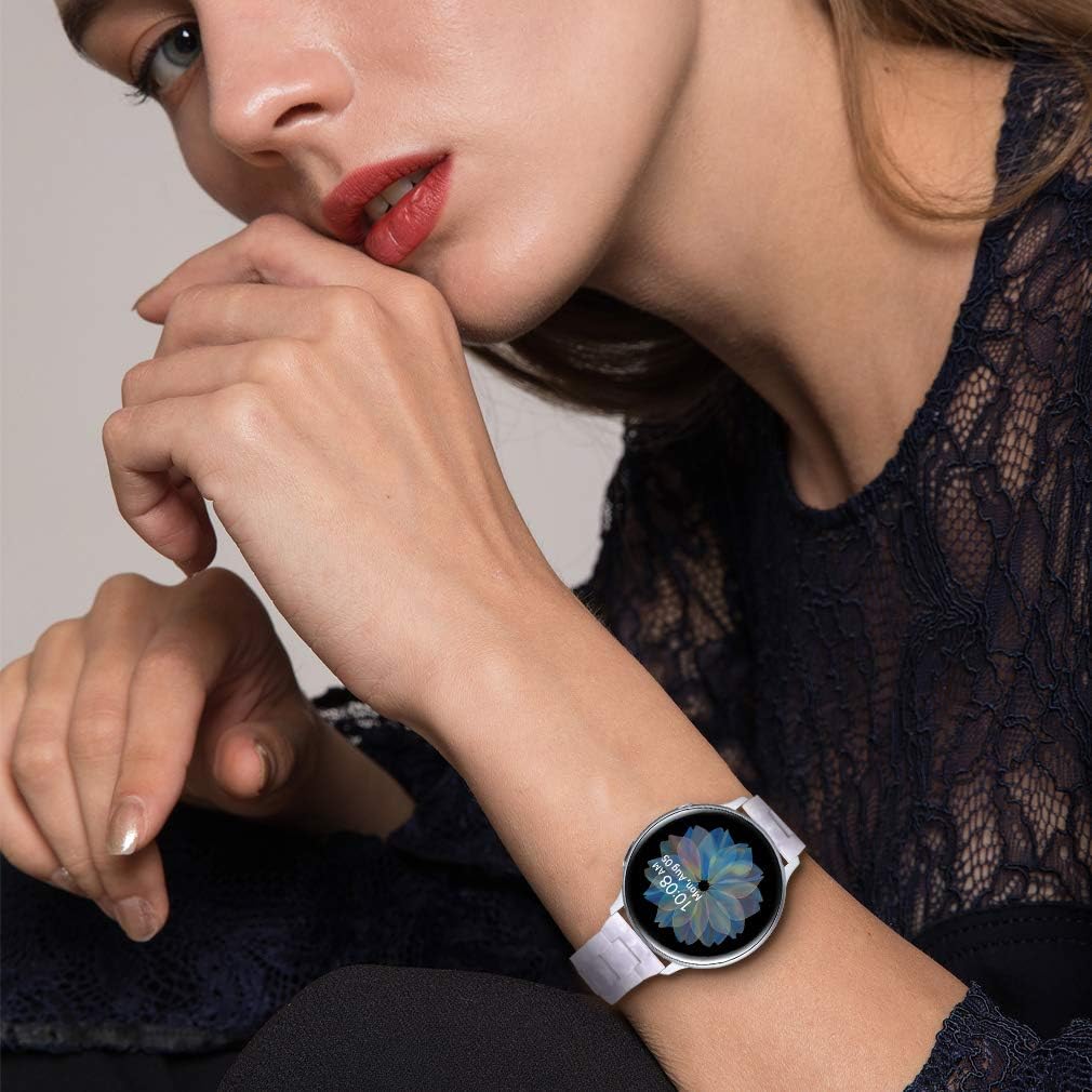Resin Strap Compatible for Samsung Galaxy Watch 3 41mm/Watch 42mm/Galaxy Watch Active 40mm/Active2 40mm 44mm/Gear S2, 20mm Quick Release Resin Replacement Band with Metal Clasp Watchband (A08)