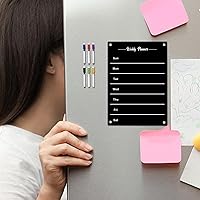 Vista 4 de Magnetic Calendar, Acrylic Planner Board, Portable Weekly Dry Erase Board, Reusable Calendar Planner with Clear Surface, Durable Weekly Meal