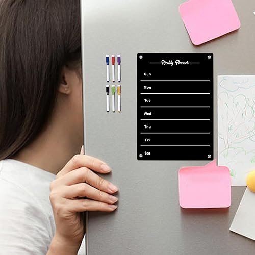Miniatura 4 de Magnetic Calendar, Acrylic Planner Board, Portable Weekly Dry Erase Board, Reusable Calendar Planner with Clear Surface, Durable Weekly Meal