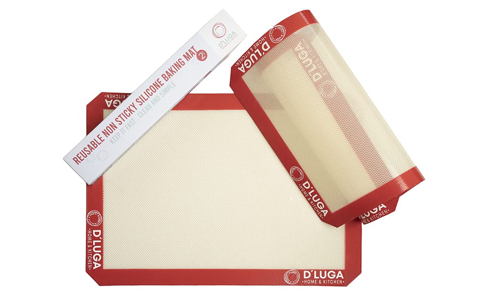 D'Luga Juego de 2 alfombrillas antiadherentes de silicona para hornear