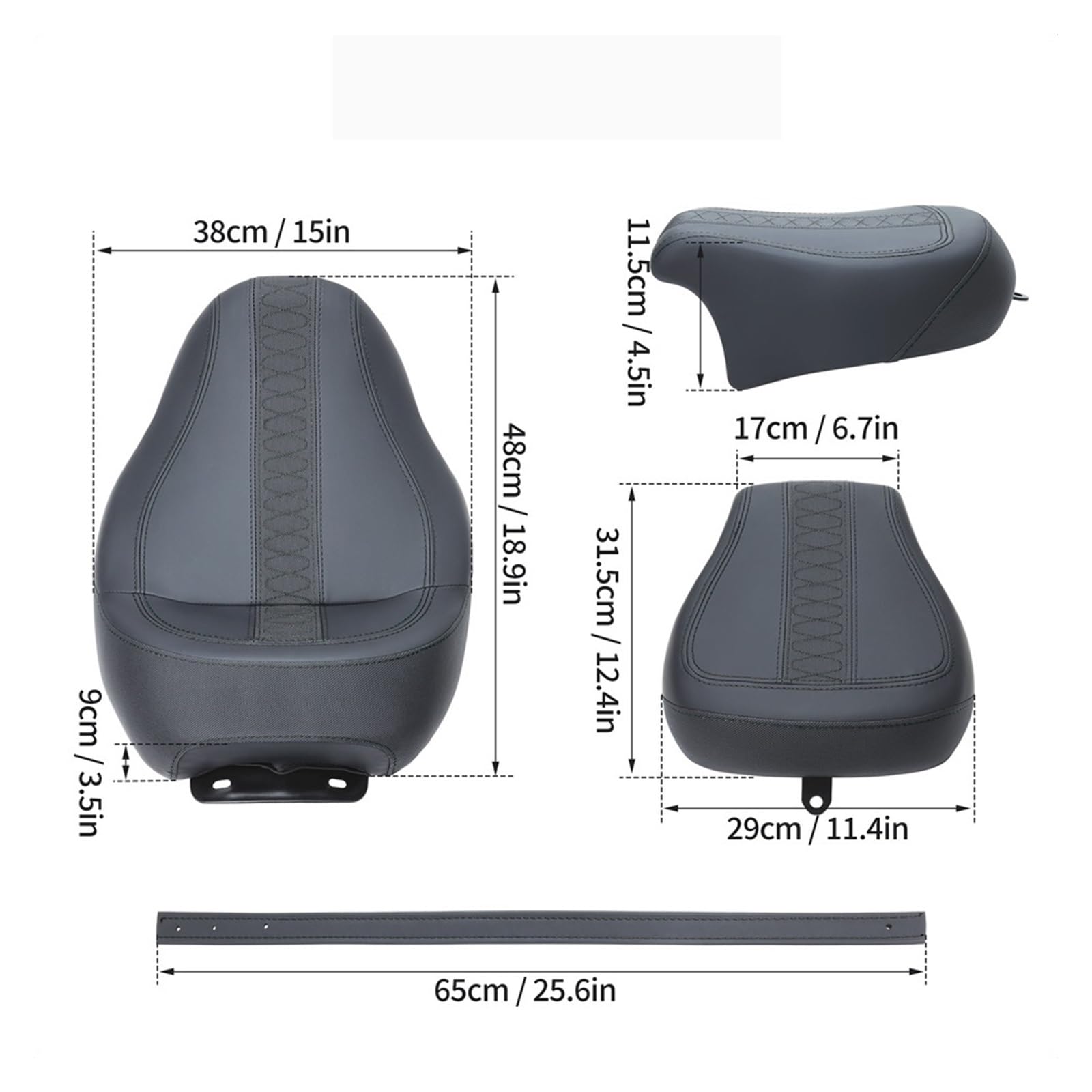 Motorrad-Vorder- und Rücksitzbank Fahrer-Beifahrer-Low-Profile-Sitz Für Touring CVO Für Road Glide FLTRX Street FLHX 2023–2024 Motorrad-Ersatzteile(Black Stitching)