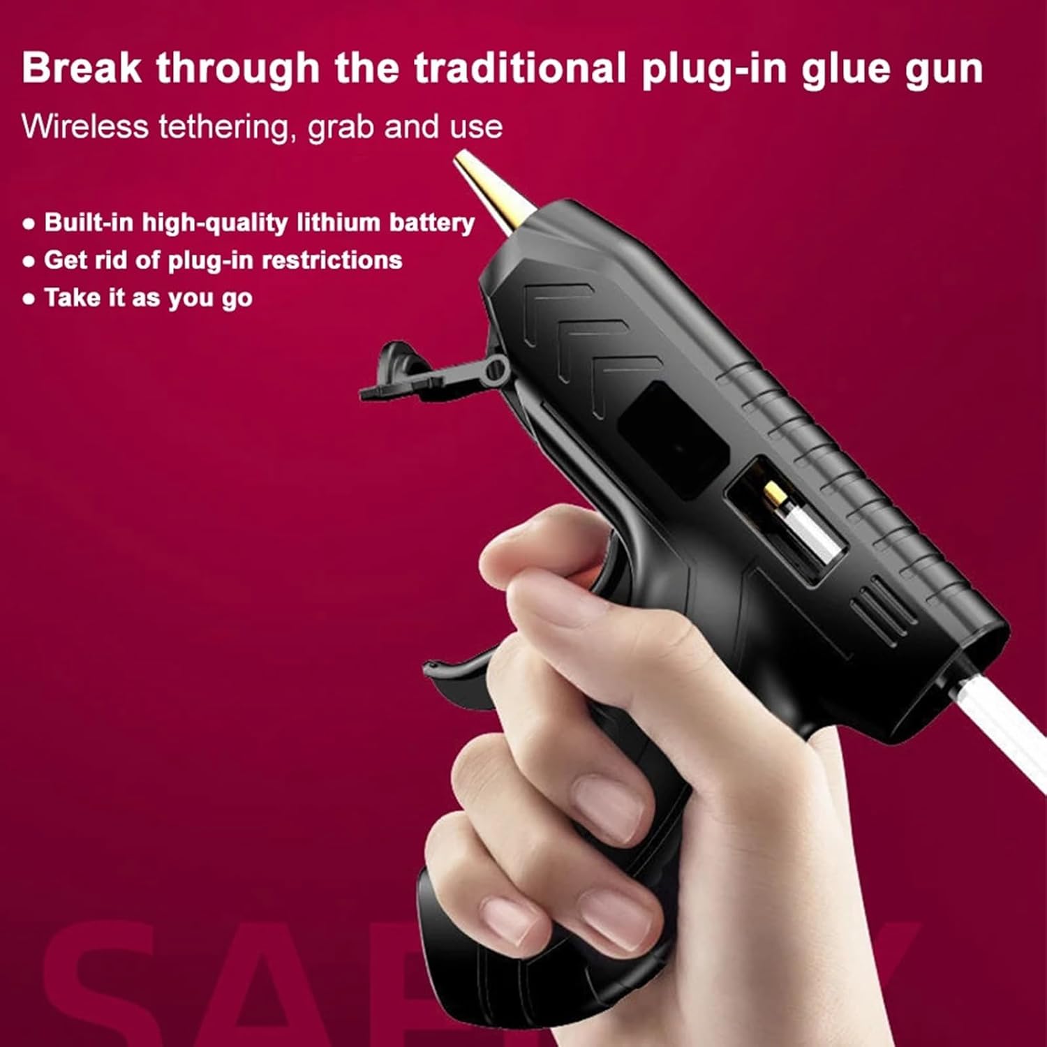Household Lithium Electrothermal Glue Gun with 7mm Glue Sticks Industrial Guns Heat Temperature Thermo Electric Repair Tool