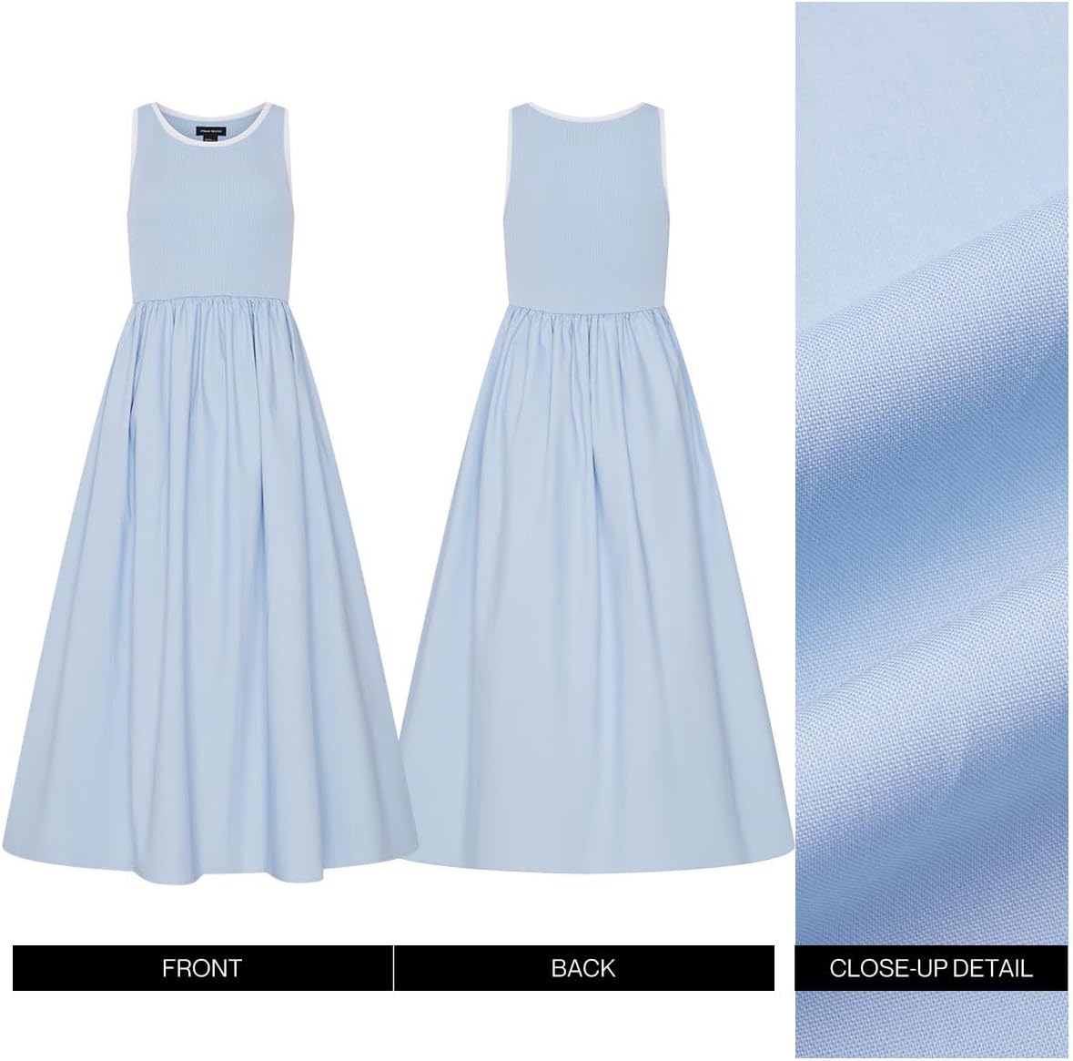 URBAN REVIVO Summer Dresses for Women 2025 Sleeveless Maxi Dress Tank Patchwork Knit Formal Flowy Long - Image 4