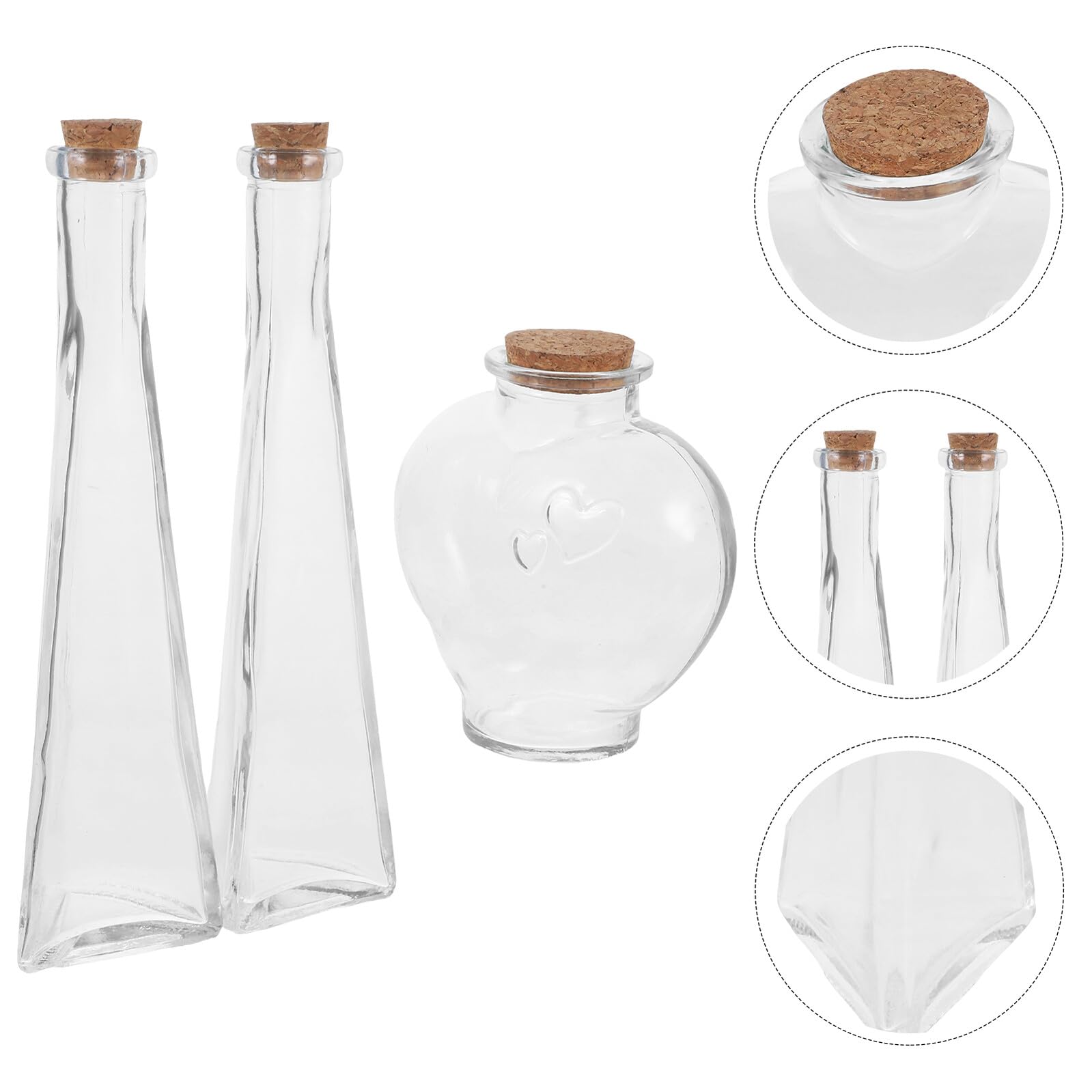 MAGICLULU Set 3 Bottiglie di Vetro a Forma di Cuore per Cerimonia di Sabbia Anniversario Matrimonio Barattoli Decorativi Artigianali