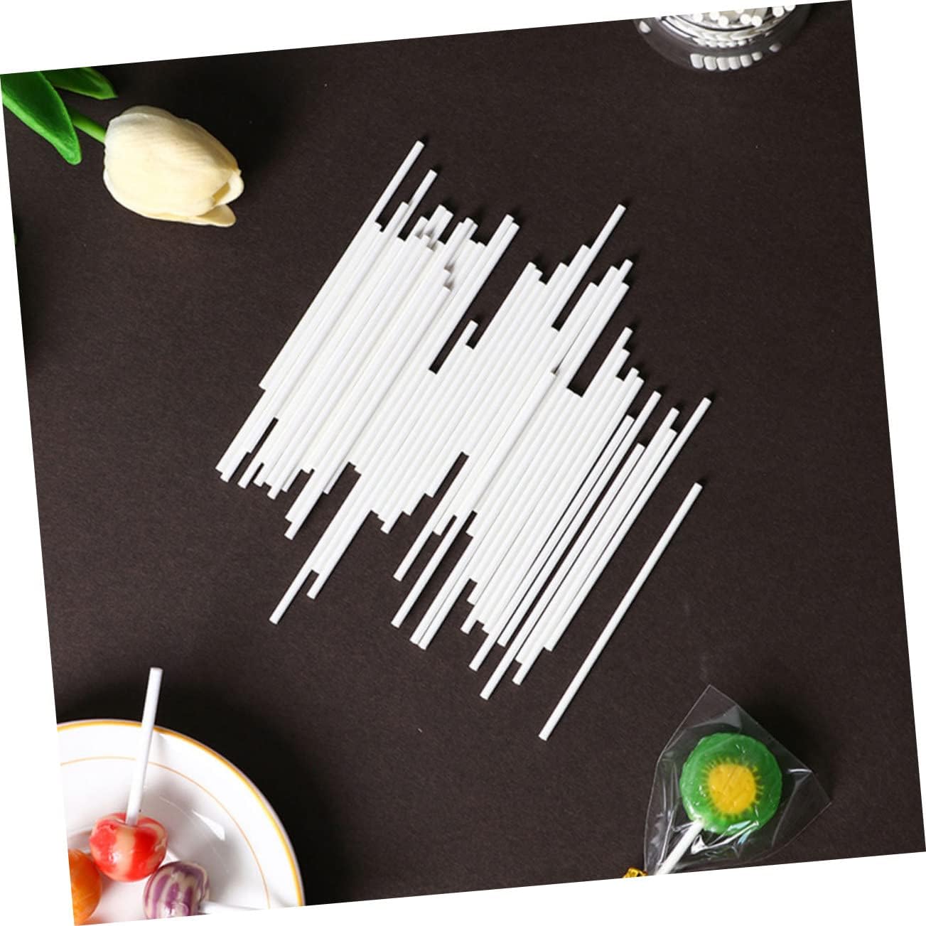 200pcs White Paper Lollipop Sticks for Candy Making and Treats