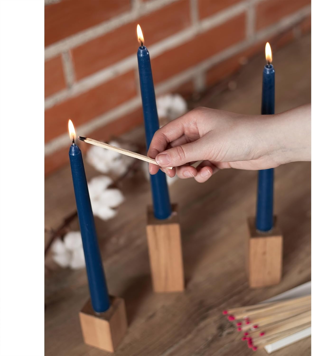CANDWAX 12 Inch Dark Blue and Ivory Taper Candles Bundle - 12 Dark Blue Candlesticks and 12 Ivory Candle Sticks - Dripless and Smokeless Candle Sticks Unscented - 24 Candles