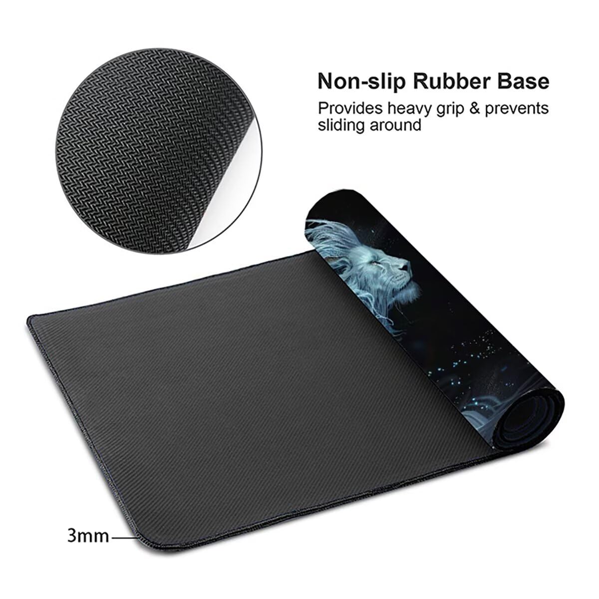Tappetino per Mouse Gaming XXL 1200x600x3mm – Ufficio Mousepad Grande – Migliora la Velocità e la Precisione Tenuta Stabile Sottomano per Ufficio e Casa Accessori Scrivania – Animale Leone LMDT3514