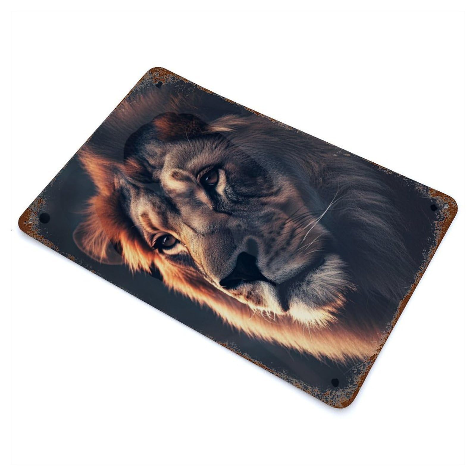 Aged Metal Wall Plaque with The Mighty King Design 11.8"x7.9", for Basement, Hobby Room And Garage Decor, Farmhouse Wall Decor