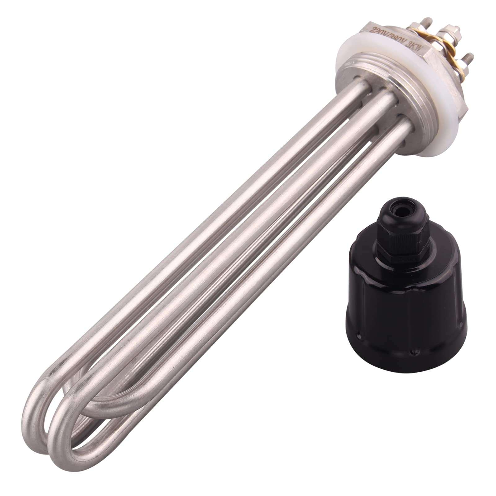 DERNORD 220V 3000W 1-1/2 Zoll Heizelement U Typ Elektrische Brühwasser Heizung BSP Gewinde Edelstahlflansch